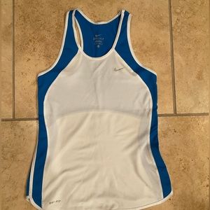 NIKE DRI FIT RACERBACK TANK ROYAL BLUE/WHITE SIZE XS